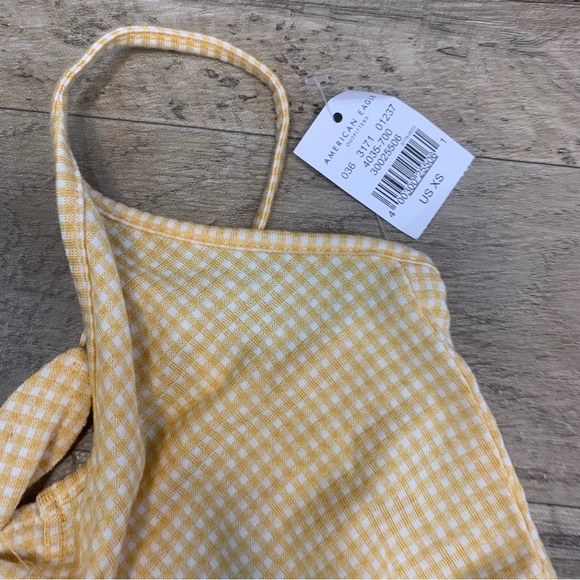 American Eagle Soft Gingham Check Bow Front Bodysuit - Picture 6 of 10